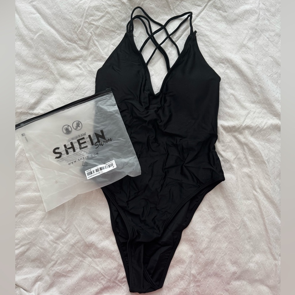SHEIN strappy back one piece swimsuit NWT